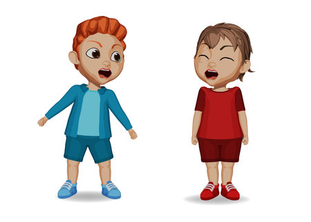 kids arguing with friends illustrationのイラスト素材