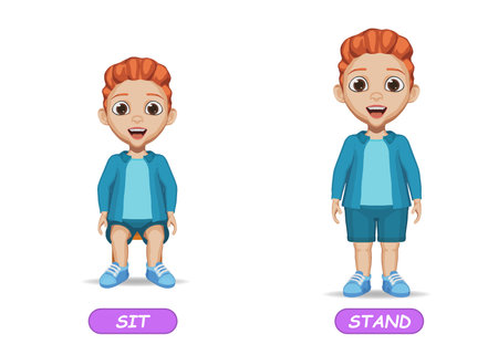 example of opposite adjectives word for kidsのイラスト素材