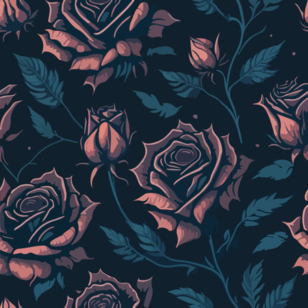 flower and leaves seamless vector pattern vector backgroundのイラスト素材