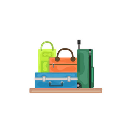 Multi-colored luggage bags and suitcases. Vector illustration.のイラスト素材