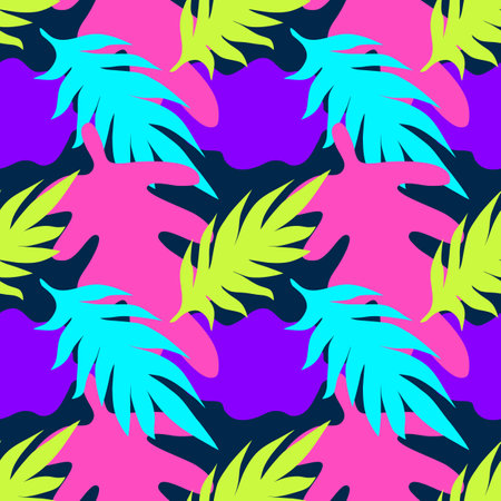 Seamless pattern multi-colored bright leaves. Vector illustration.のイラスト素材