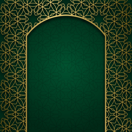 Traditional ornamental background with arched frame. Cover decoration.のイラスト素材