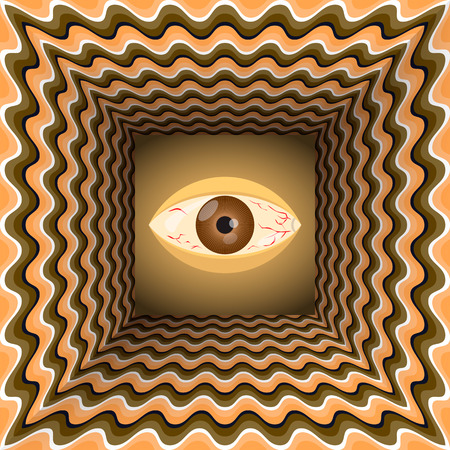 Conceptual abstract eye in the end of tunnel with the optical illusion of movement.のイラスト素材