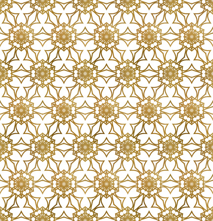 Traditional arabesque seamless pattern. Repeatable background of golden lines.のイラスト素材