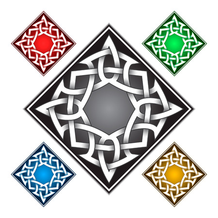 Rhombus icon template in Celtic knots style. Stylish tattoo symbol. Silver ornament for jewelry design and samples of other colors.のイラスト素材
