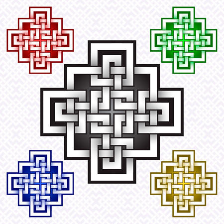 Cruciform icon template in Celtic knots style. Stylish tattoo symbol. Silver ornament for jewelry design and samples of other colors.のイラスト素材