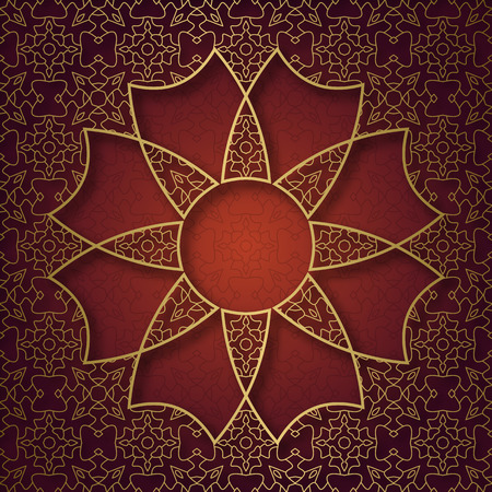 Traditional ornamental background with eight petals flower form frame.のイラスト素材