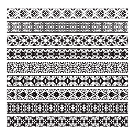 Traditional ornamental borders set. Page decoration elements.のイラスト素材