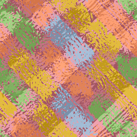 Abstract grunge seamless chaotic pattern with brushstrokes, blots, drops and splashes. Trendy colorful texture background. Modern wallpaper. Fashionable print with a shabby paint effect.のイラスト素材