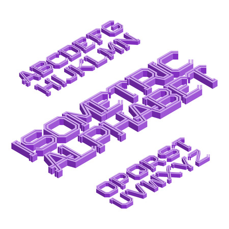 Isometric english alphabet. Volumetric font. Isolated 3d letters.のイラスト素材