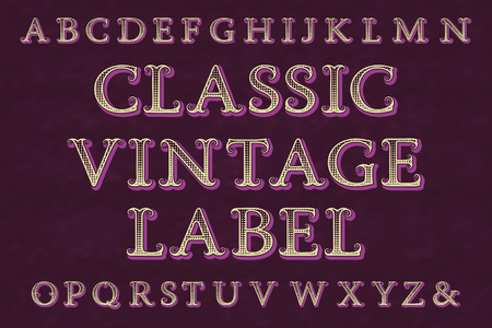 Classic vintage label typeface. Isolated english alphabet.のイラスト素材