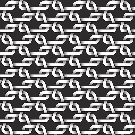 Monochrome seamless pattern of trapezes shaped twisted bands. Abstract repeatable background.のイラスト素材