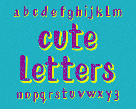 Cute letters typeface. Cartoon font. Isolated english alphabet.のイラスト素材