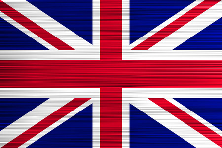 Vector concept of British flag. Blue wthite red cross background with specific effect of uneven...