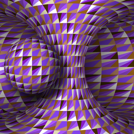 Purple white brown crystal hyperboloid and sphere. Vector optical illusion illustration.のイラスト素材