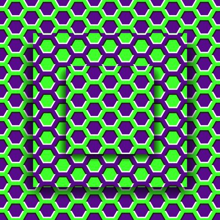 Moving platforms with a hexagonal pattern. Optical illusion background.のイラスト素材
