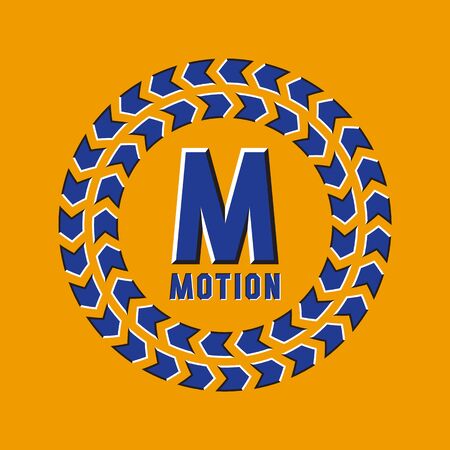 Optical illusion motion logo in round moving frame.のイラスト素材