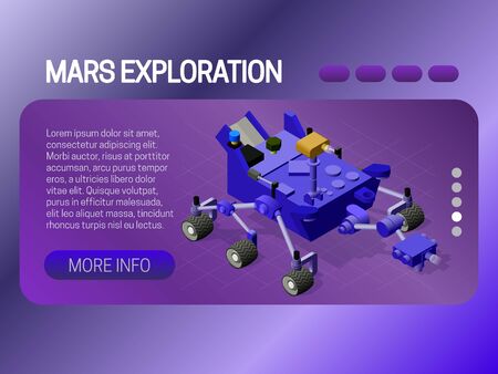 Mars Exploration banner concept. Web page header design with isometric element.のイラスト素材