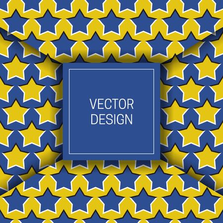 Optical illusion moving layers starry background with square frame for text. Trendy packaging design or cover template.のイラスト素材