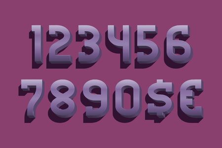 Steel 3d numbers with currency signs of dollar and euro.のイラスト素材