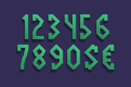 Green stylish 3d numbers with currency signs of dollar and euro.のイラスト素材