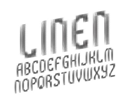 Linen alphabet. Black gray dynamic font. Isolated english alphabet.のイラスト素材