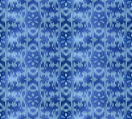 Vintage indigo shibori dyed textile seamless pattern. Japanese textured ink background.のイラスト素材
