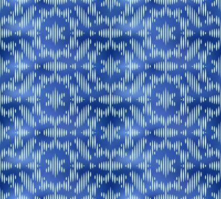 Vintage indigo shibori dyed textile seamless pattern. Ikat ink background.のイラスト素材