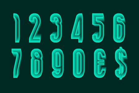 Green ethereal numbers with currency signs in translucent 3d style.のイラスト素材