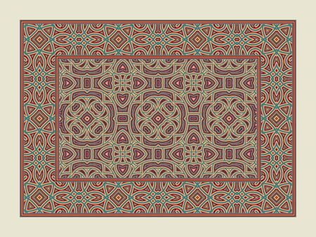 Asian traditional carpet. Colorful tribal ornament. Decorative azerbaijani rug.のイラスト素材