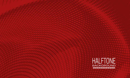Halftone background design with monochrome red curved space. Abstract printing raster of cyberspace style.のイラスト素材