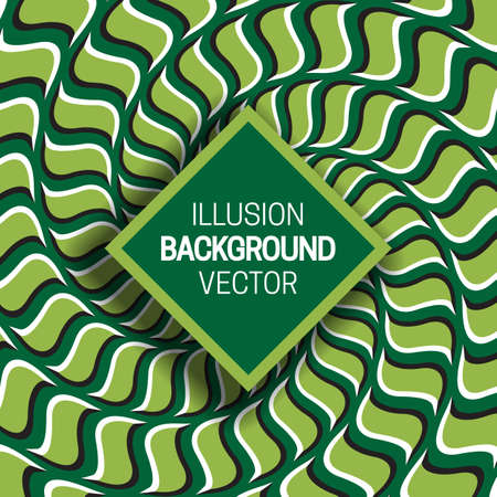 Square frame on green optical illusion hypnotic background of rotating spiral pattern.のイラスト素材