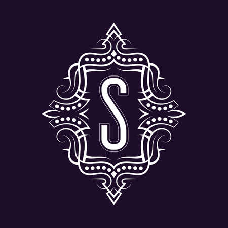 Elegant monogram design with letter S. Business emblem, glamour badge, vintage initial label template.のイラスト素材