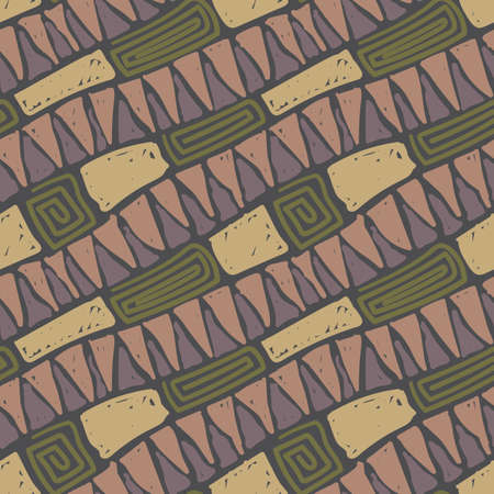 Modern hipster seamless pattern. Grunge style textile texture. Doodle vector background, abstract...