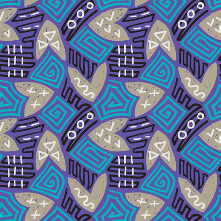 Hand drawn cute seamless pattern, colorful vector background. Trendy grunge wallpaper design. Childish camouflage template for textile print.のイラスト素材