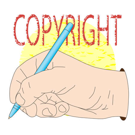 Pen in hand. Vector illustration, icon, element for design or a fashion print.のイラスト素材