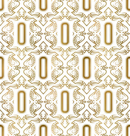 Golden initial seamless pattern with O letter. Heraldic vintage decorative wallpaper, fabric print or wrapping.のイラスト素材