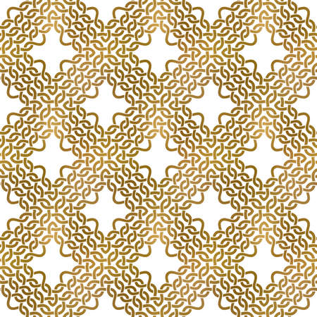 Traditional repeatable background of golden twisted strips. Swatch of gold plexus of bands. Modern...
