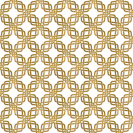 Traditional repeatable background of golden twisted strips. Swatch of gold plexus of bands. Modern...