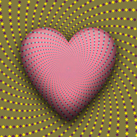 Heart beating optical illusion. Vector trippy moving abstraction.