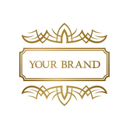 Golden vintage frame with elegant ornaments for your brand, nameplate, book cover or label design.のイラスト素材