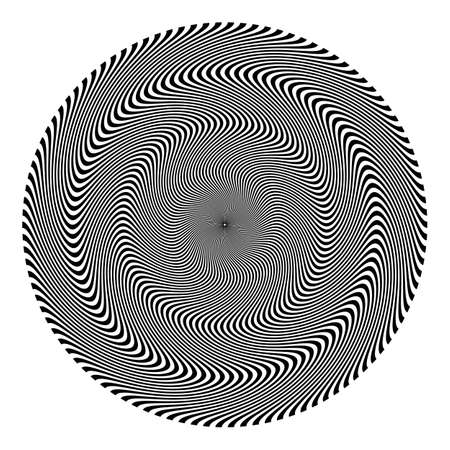 Op art patterned circle of wavy lines. Round psychedelic background design.のイラスト素材