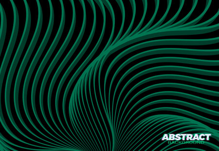Abstract vector background with 3D stripes in the form of green plant. Elegant modern design template.のイラスト素材