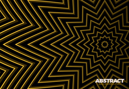 Abstract vector background with 3D stripes in the form of golden star radiation. Perfect luxurious design template.のイラスト素材