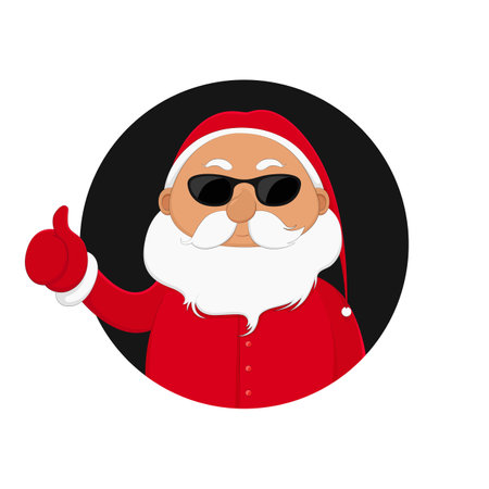 Santa in sunglasses showing thumbs up. vector illustration.のイラスト素材