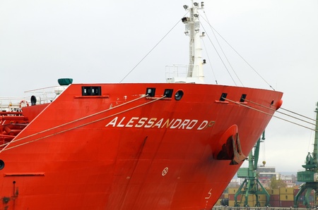 VARNA, BULGARIA - DECEMBER 01: Dutch tanker ALESSANDRO DP moored after being in collision with cargo vessel KARIM 1 on December 01, 2010. KARIM 1 sunk and five of her crew of ten are reported missing.のeditorial素材