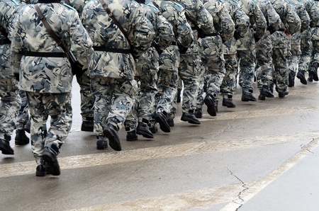 VARNA, BULGARIA - JANUARY 6: Military parade in Varna, Epiphany water blessing of the Bulgarian Army flags on January 6, 2011 in Varna, Bulgariaのeditorial素材