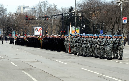 VARNA, BULGARIA - MARCH 3: Officials, military personal and common people are taking part in the Liberation Day celebrations on March 3, 2011 in Varna, Bulgaria. のeditorial素材