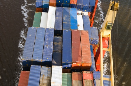VARNA, BULGARIA - MAY 13: Cargo ship ALEXANDER SIBUM (Flag: Antigua Barbuda, Year Built: 2006) sails to Port of Varna-West to load containers on May 13, 2011 in Varna, Bulgaria. のeditorial素材