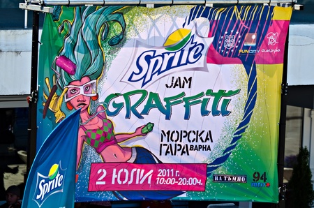 VARNA, BULGARIA - JUNE 2: Poster of the Sprite Graffiti Jam "Creatures from Black Sea" in Port of Varna, on June 2, 2011 in Varna, Bulgaria. のeditorial素材